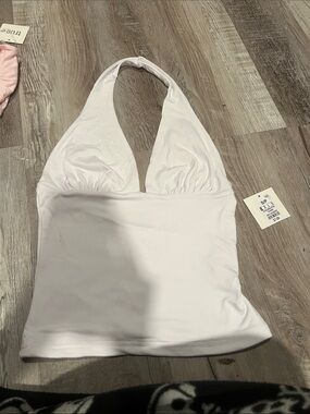 True & Co. White Halter Tank Top